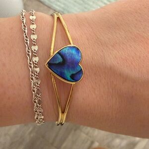 Gold Heart Bracelet with Blue Accent